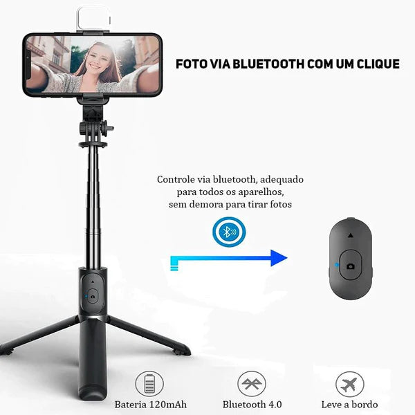 Tripé Para Celular Full Light - Bluetooth, Luz e Controle Remoto